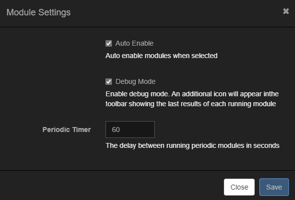 Module manager Settings